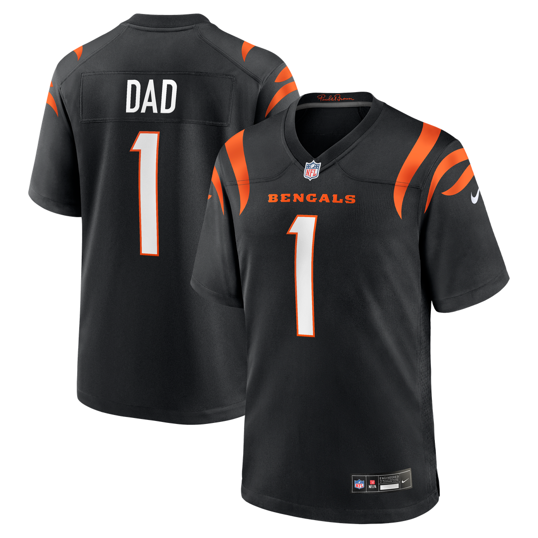 Cincinnati Bengals Number 1 Dad Black Game Jersey