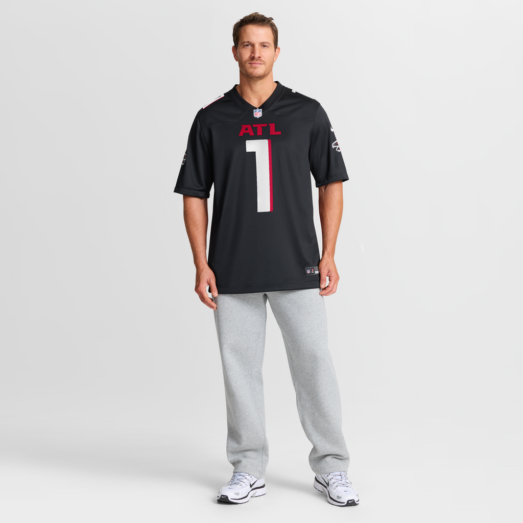 Atlanta Falcons Number 1 Groom Black Game Jersey