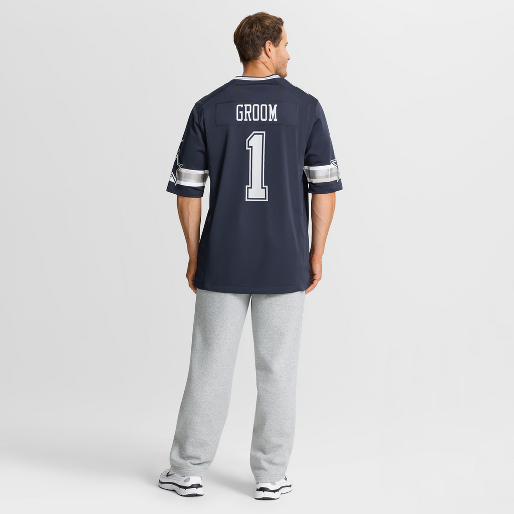 Dallas Cowboys Number 1 Groom Navy Game Jersey
