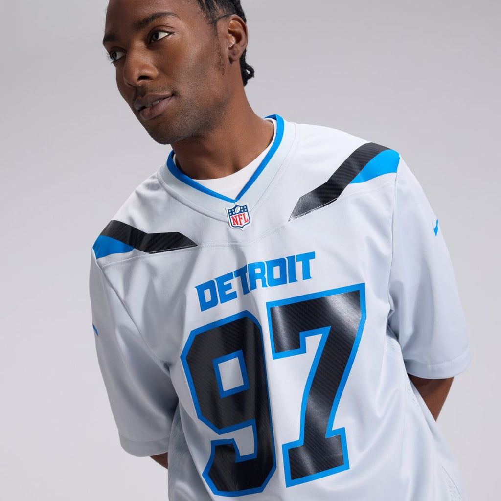 Detroit Lions Aidan Hutchinson Silver 2026 Rivalries Collection Game Jersey