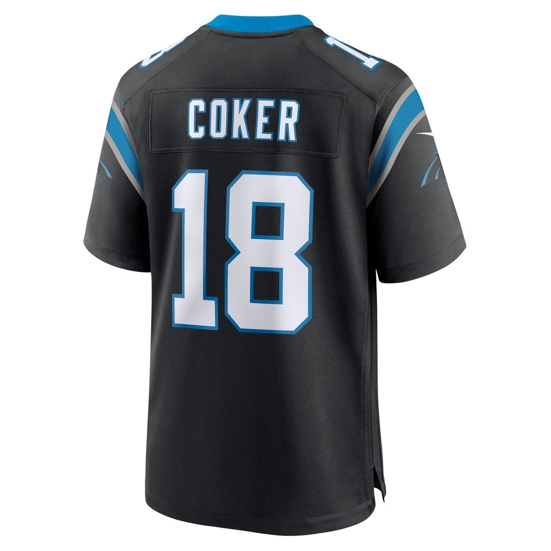 Carolina Panthers Jalen Coker Black Team Game Jersey