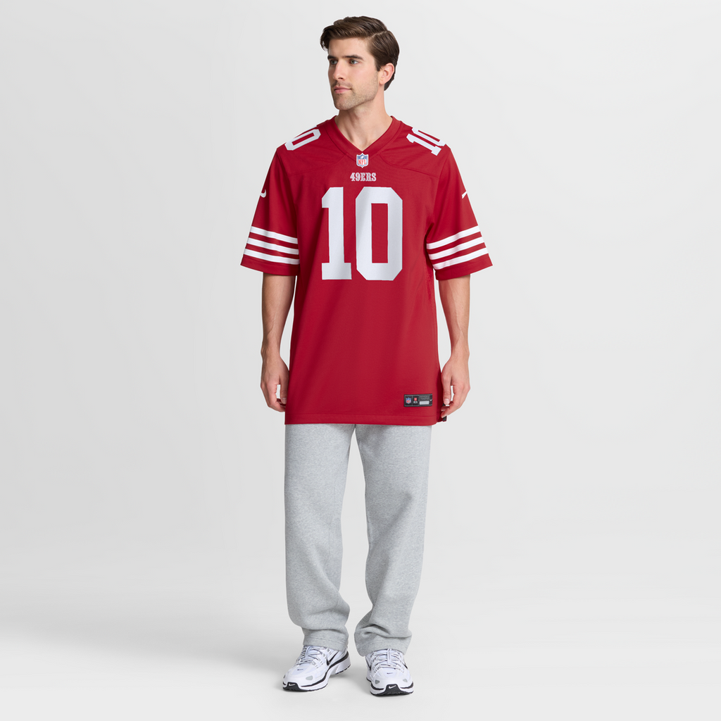 San Francisco 49ers Mac Jones Scarlet Team Game Jersey