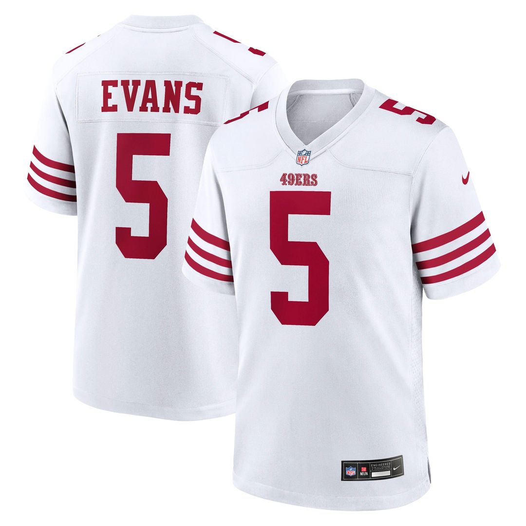 San Francisco 49ers Mike Evans Men's White Game Jersey