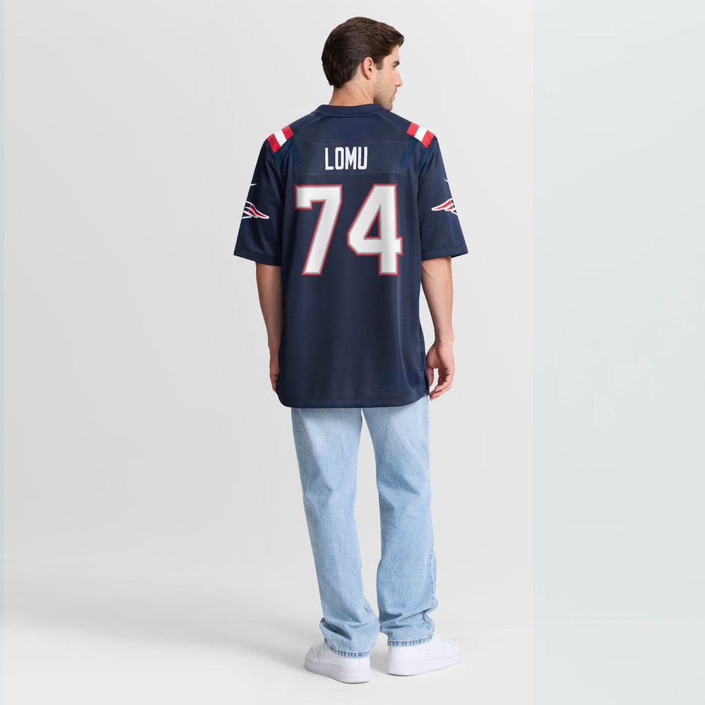 New England Patriots Caleb Lomu Navy Team Game Jersey