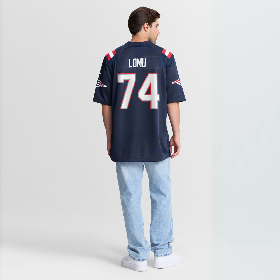 New England Patriots Caleb Lomu Navy Team Game Jersey