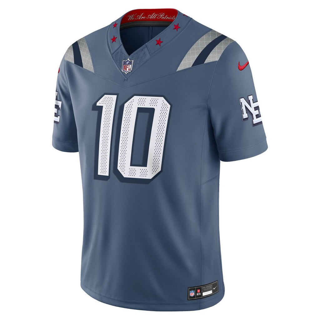 New England Patriots Drake Maye Blue Rivalries Collection Stitched Limited Jersey