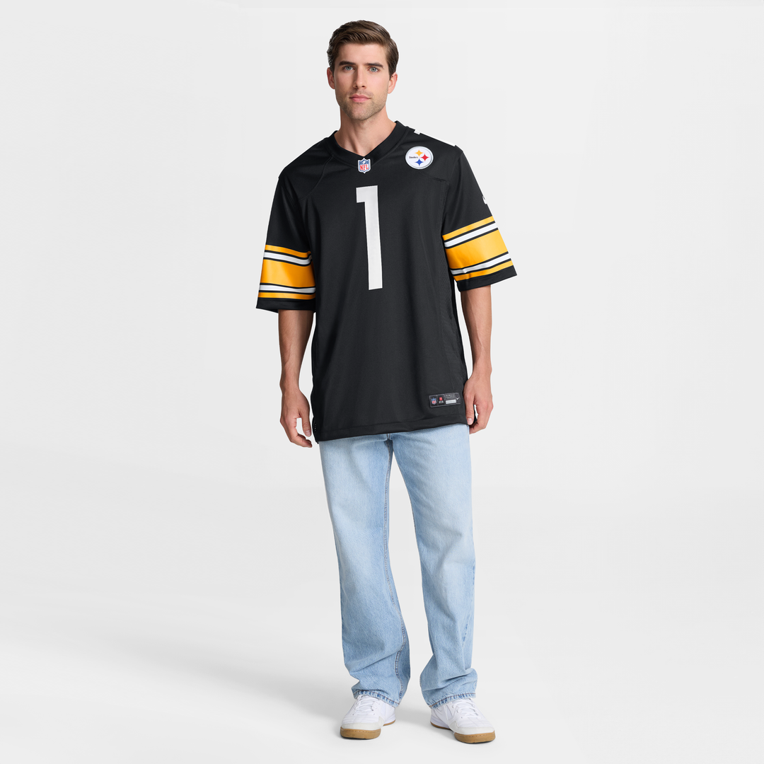 Pittsburgh Steelers Number 1 Dad Black Game Jersey