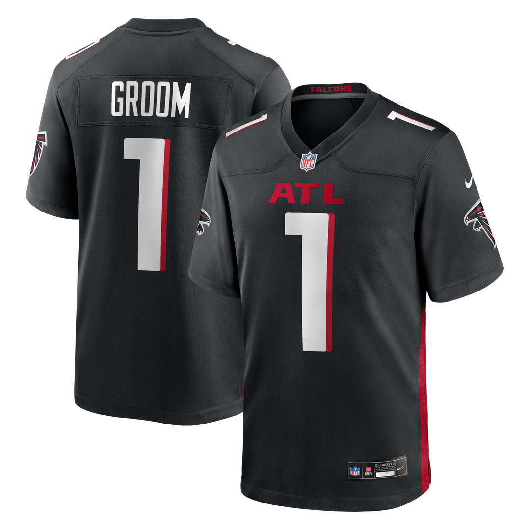 Atlanta Falcons Number 1 Groom Black Game Jersey