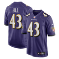 Baltimore Ravens Justice Hill Purple Game Jersey