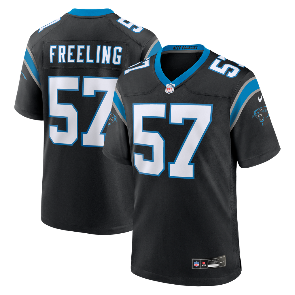 Carolina Panthers Monroe Freeling Black Team Game Jersey