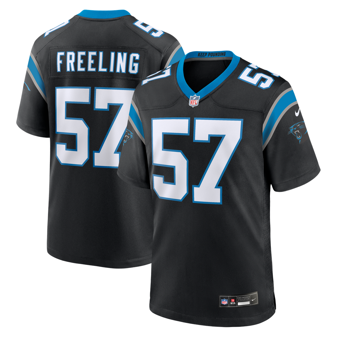 Carolina Panthers Monroe Freeling Black Team Game Jersey