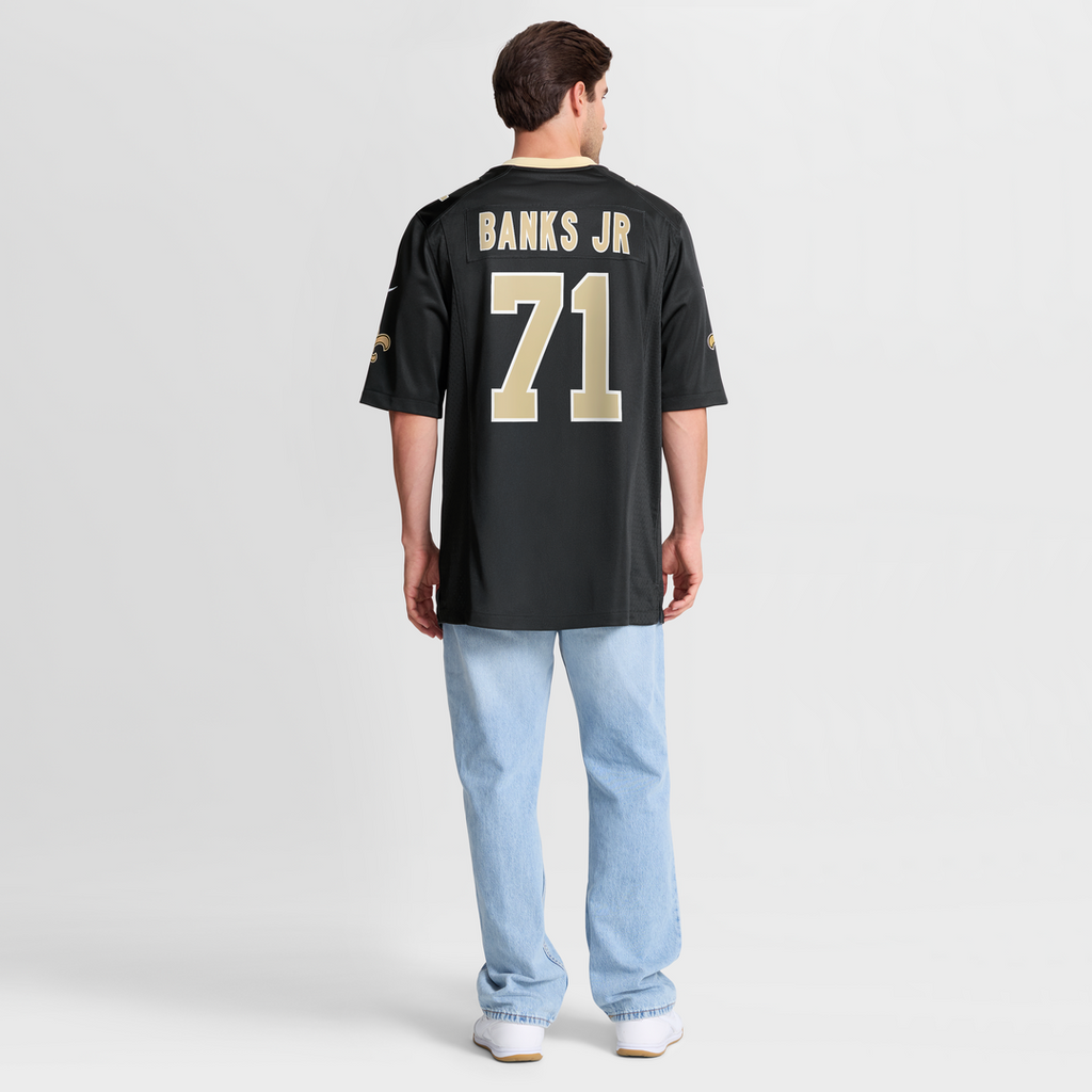New Orleans Saints Kelvin Banks Jr. Black Game Player Jersey