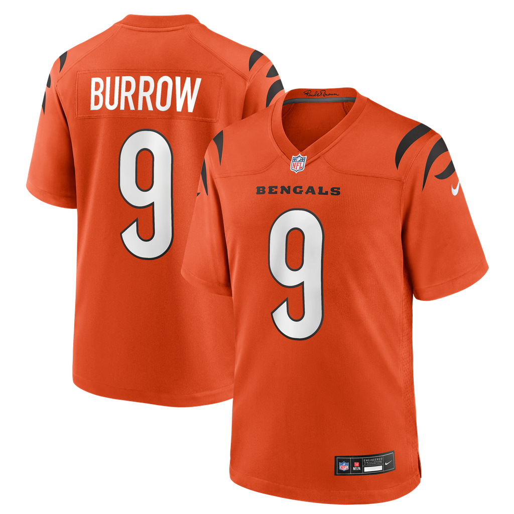 Cincinnati Bengals Joe Burrow Orange Alternate Game Jersey