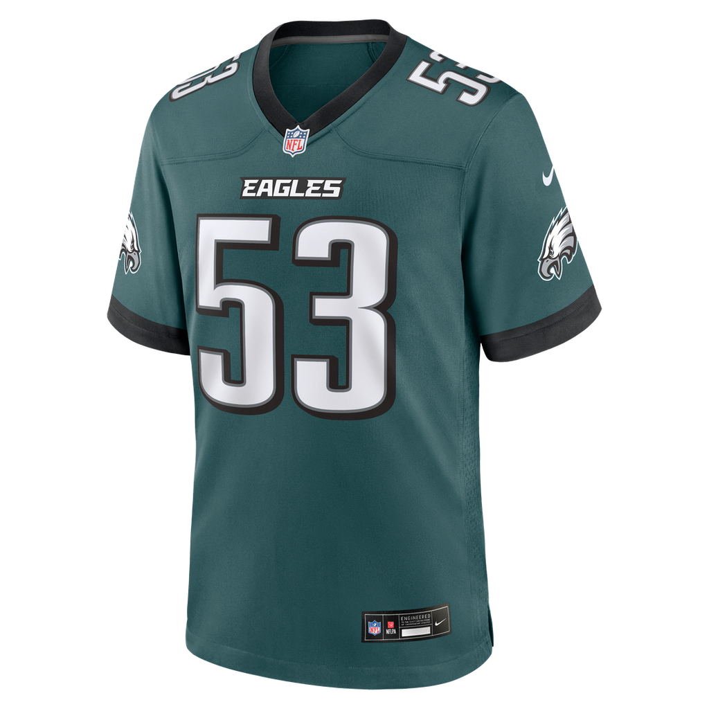 Philadelphia Eagles Zack Baun Midnight Green Team Game Jersey