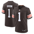 Cleveland Browns Number 1 Groom Brown Game Jersey