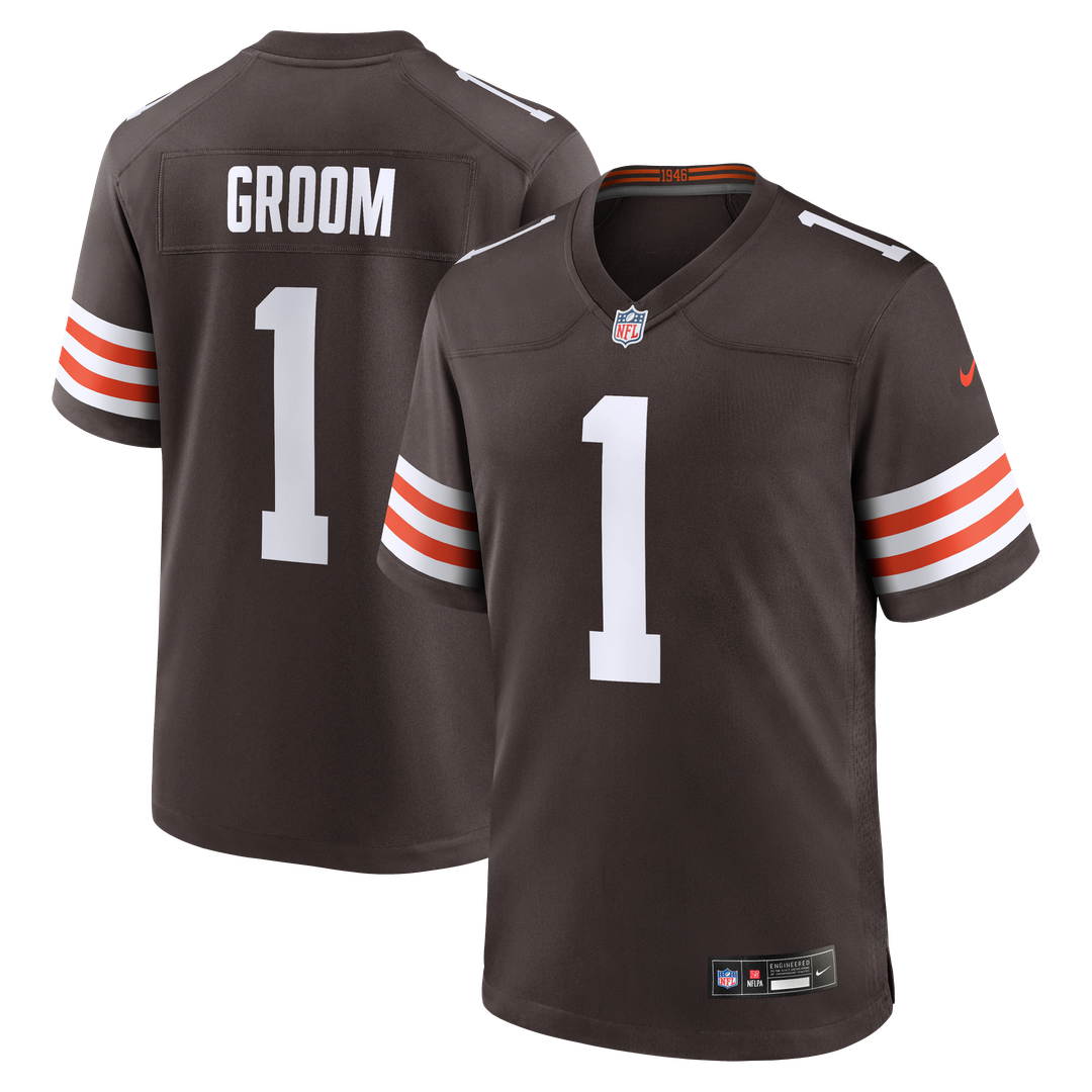 Cleveland Browns Number 1 Groom Brown Game Jersey