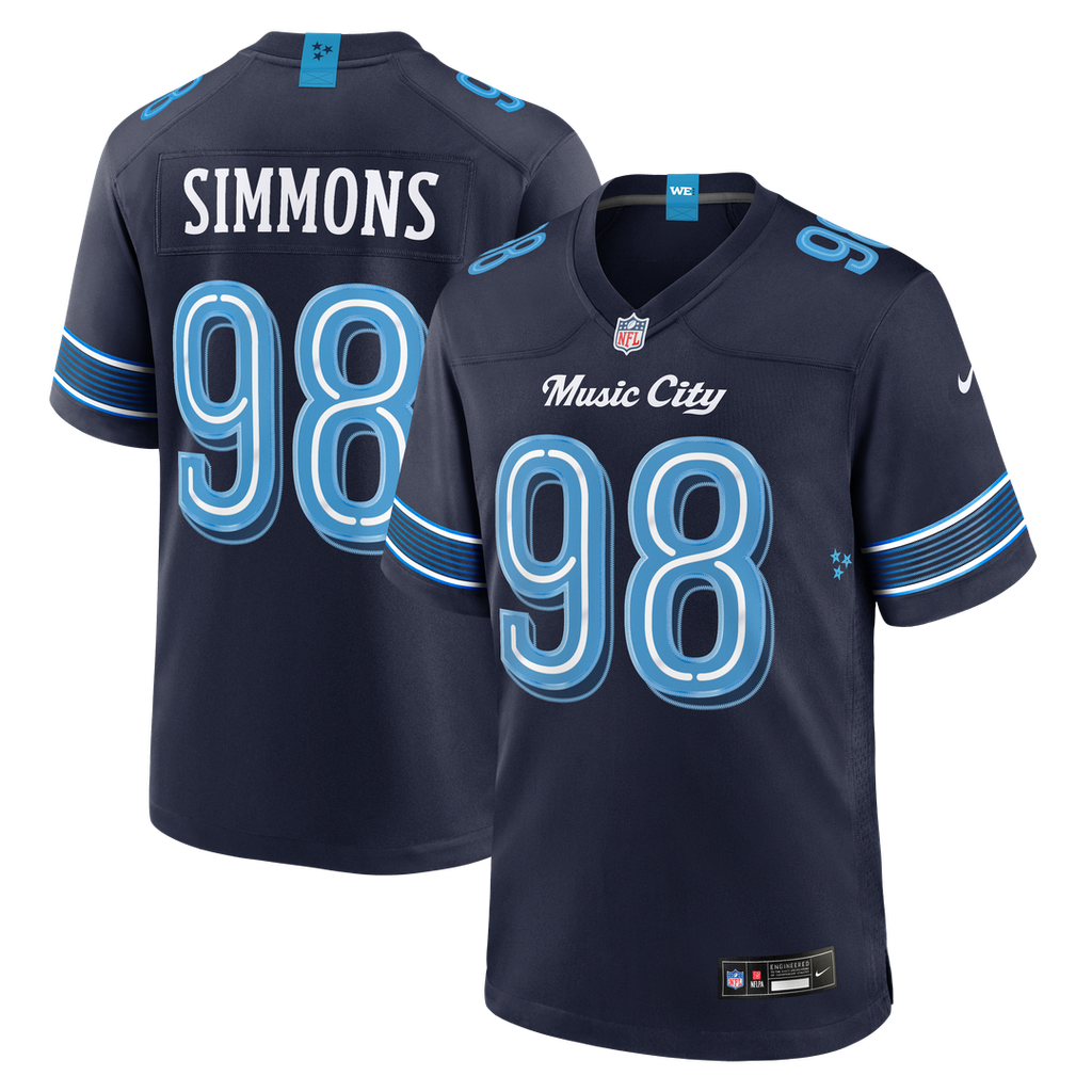 Tennessee Titans Jeffery Simmons Navy 2026 Rivalries Collection Game Jersey