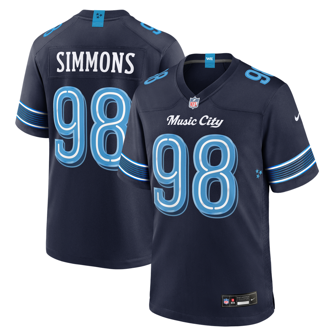 Tennessee Titans Jeffery Simmons Navy 2026 Rivalries Collection Game Jersey