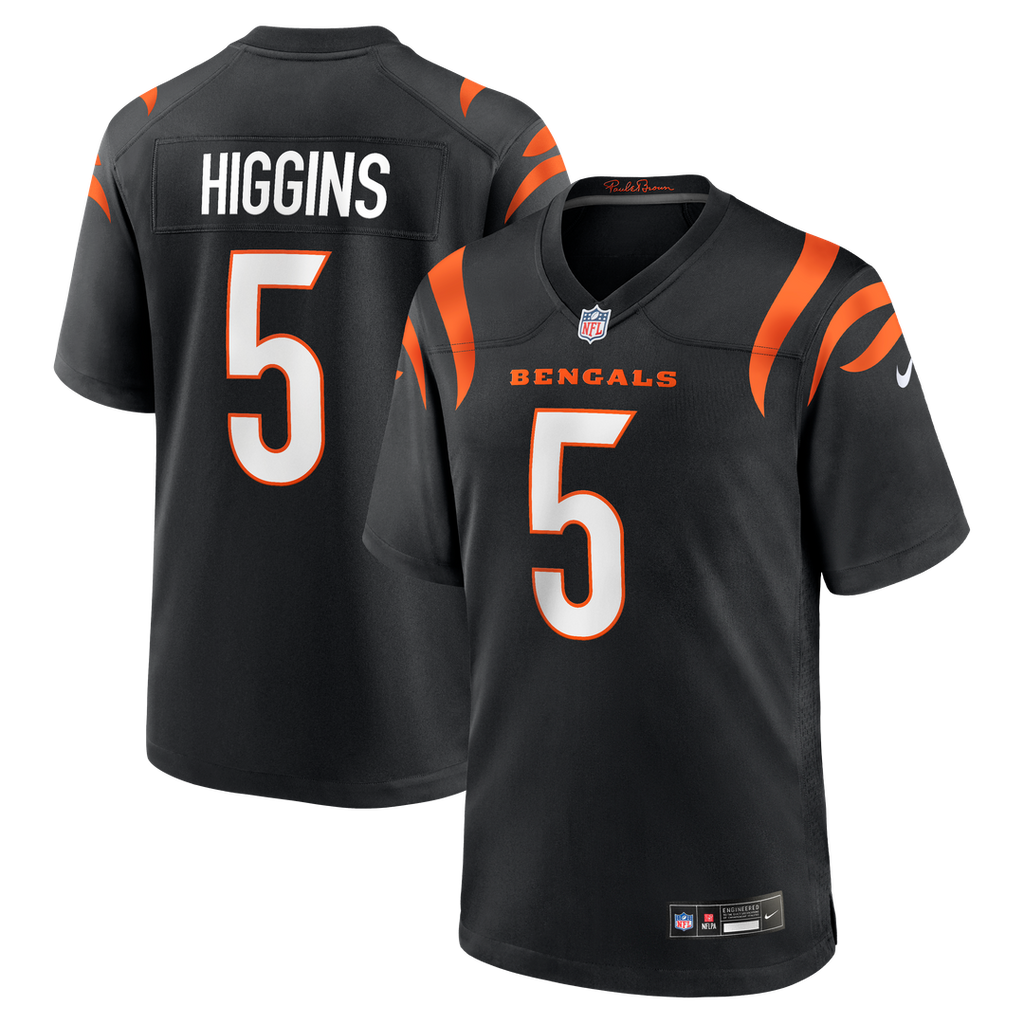 Cincinnati Bengals Tee Higgins Black Game Player Jersey
