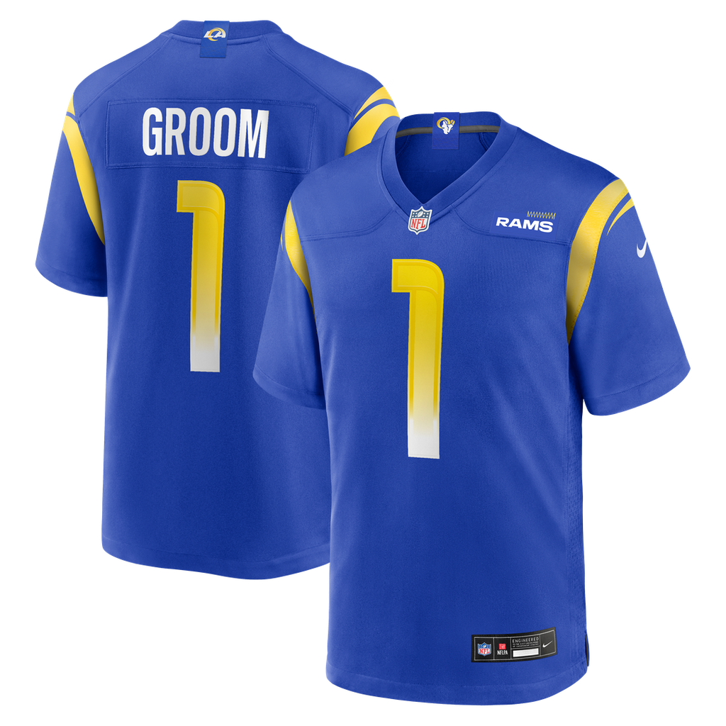 Los Angeles Rams Number 1 Groom Royal Game Jersey