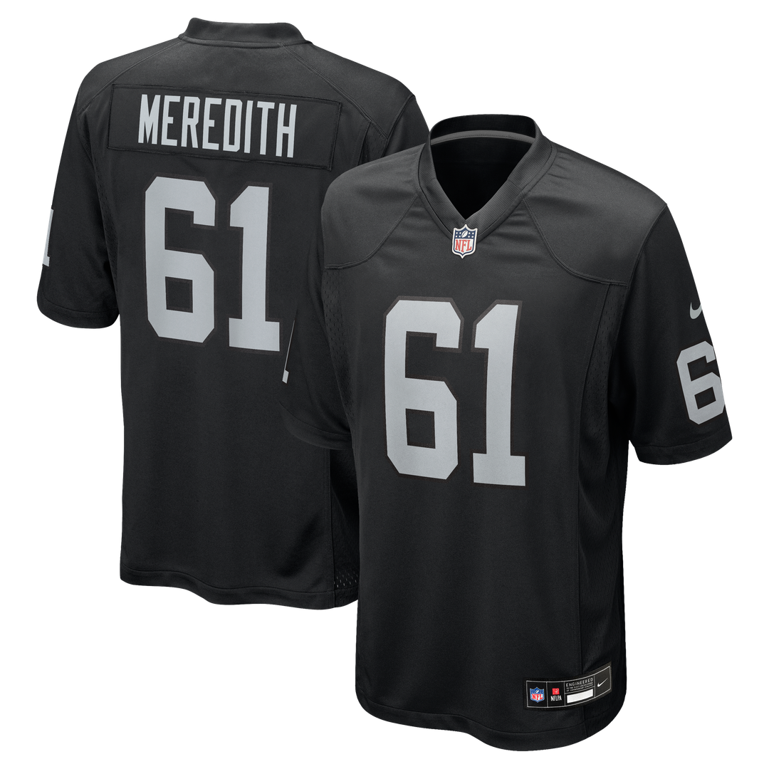 Las Vegas Raiders Jordan Meredith Black Game Player Jersey