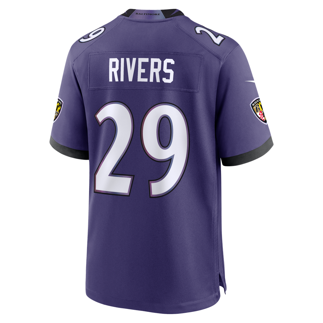 Baltimore Ravens Chandler Rivers Purple Team Game Jersey