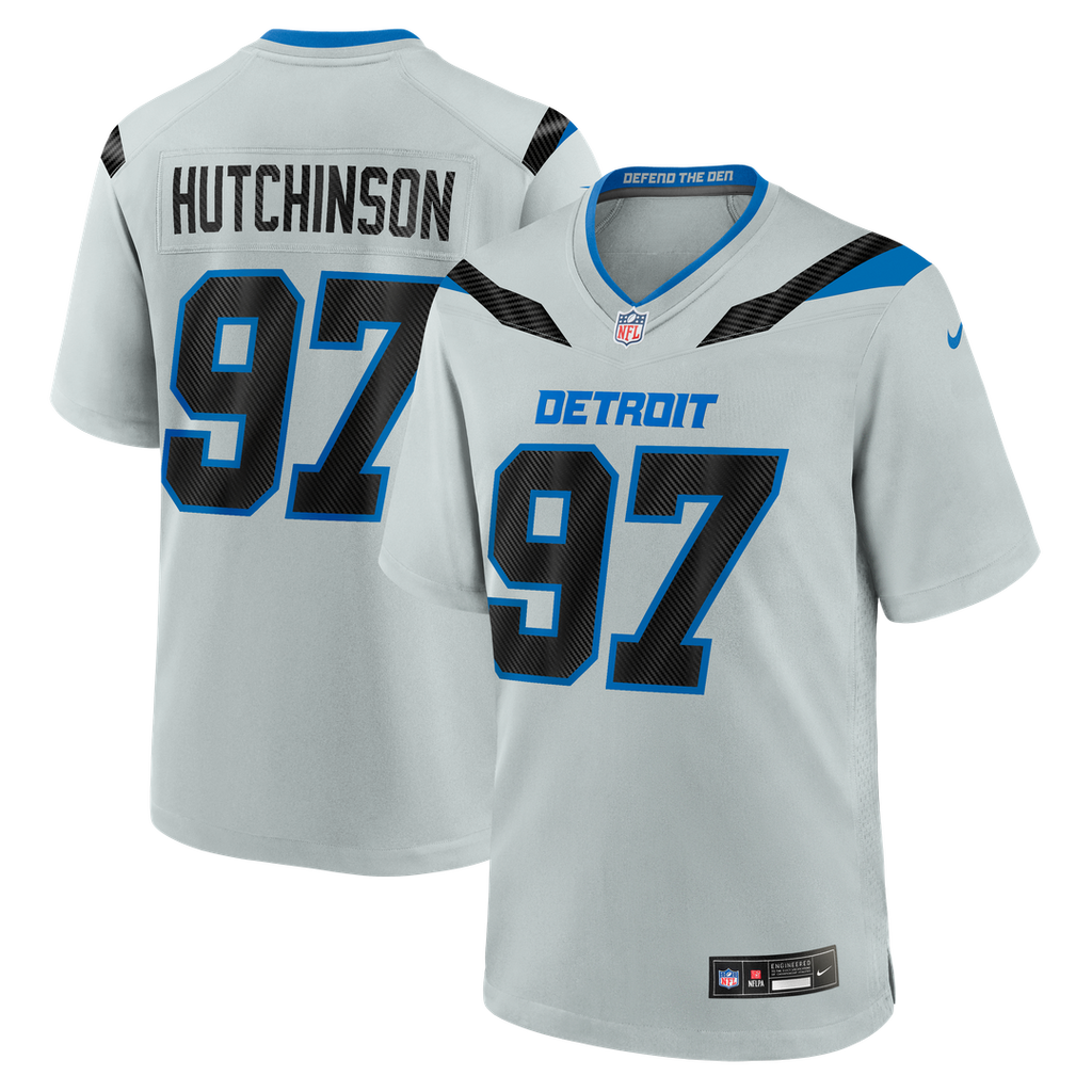 Detroit Lions Aidan Hutchinson Silver 2026 Rivalries Collection Game Jersey