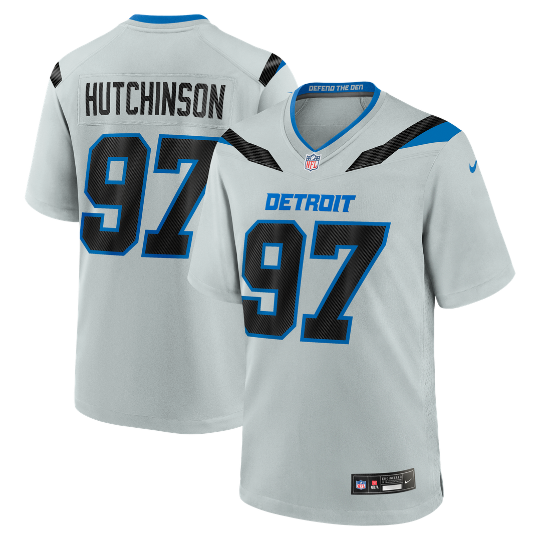 Detroit Lions Aidan Hutchinson Silver 2026 Rivalries Collection Game Jersey