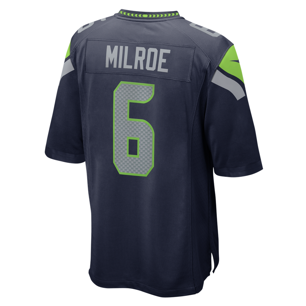 Seattle Seahawks Jalen Milroe College Navy Team Game Jersey