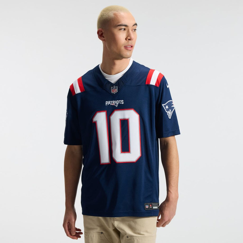 New England Patriots Drake Maye Navy Team Vapor F.U.S.E. Stitched Limited Jersey